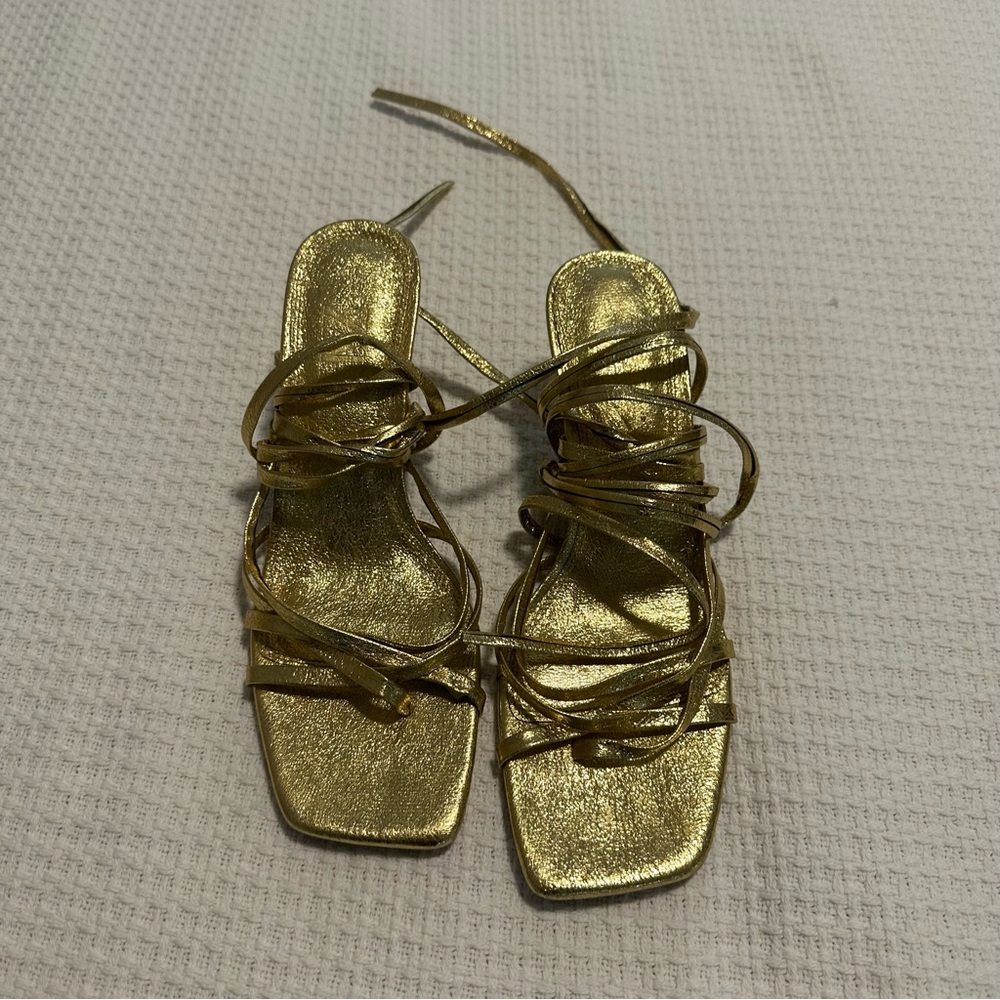 Zara Gold Strappy Heels